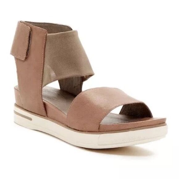 EILEEN FISHER Leather Sandal Sport Spree Quartz Tan Ankle Strap size 9.5 - Picture 1 of 17